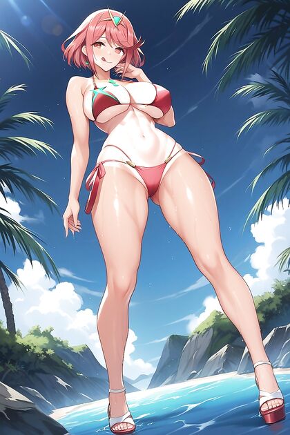 Pyra from Xenoblade Chronicles Smiles Wide Open in Nighttime Hentai Pleasure