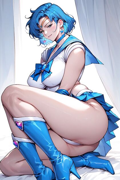 Sailor Mercury in Knee-High Blue Boots and Revealing Outfit for Steamy Hentai AI Image