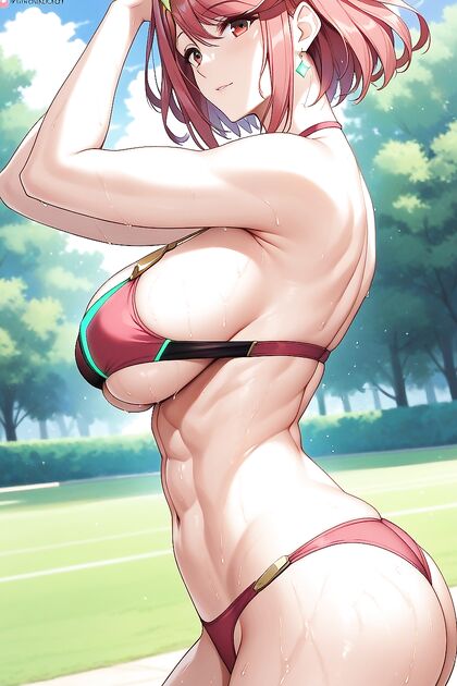 Pyra from Xenoblade Chronicles Gets Intimate Close-Up Abs Action in Hentai Hentai AI Image
