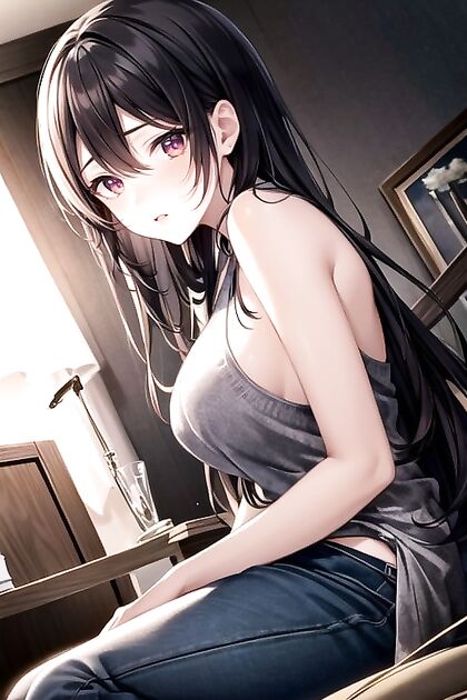 Soft Pastel Noir with Seductive Red Eyes Hentai Hentai AI Image