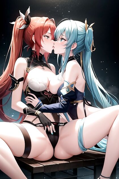 Two People Enjoying Naked Fun with Average Butts in Hentai AI Image