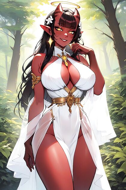 Fully Clothed Woman with Thick Thighs seduces in White Blouse Hentai AI Porno