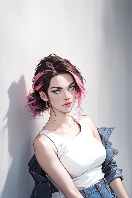 Tomboy with Sparkling Blue Eyes in Highly Detailed Hentai AI Image