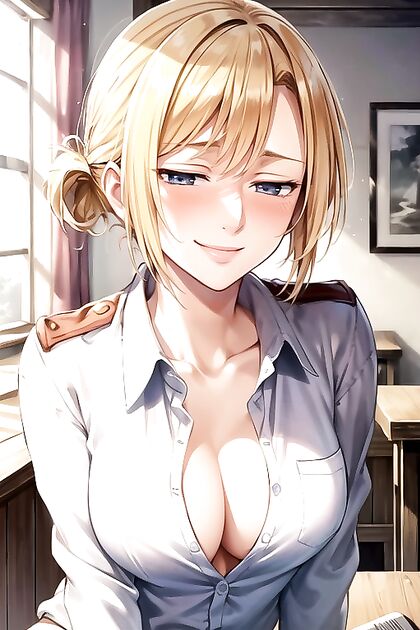 Small Breasts, Thigh High Stockings, Office Shirt Hentai Hentai AI Image