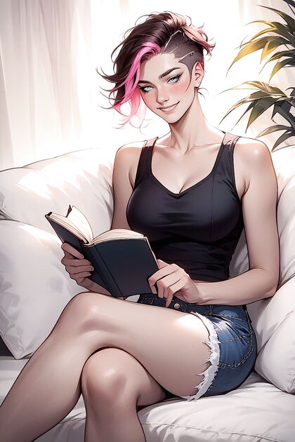 Waist-Up Shot with Highly Detailed Blue-Eyed Hentai Chick in Hentai AI Image