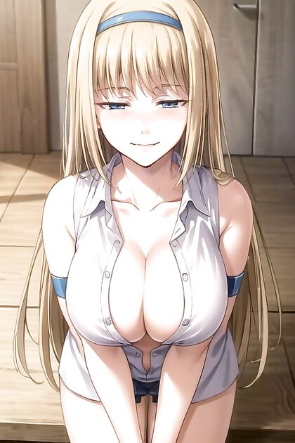 Irmir Fritz from Attack on Titan Blushes and Smiles with Tiny 18+ Tits in Naughty Hentai AI Image