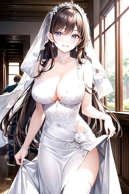 Bride Lifts Her Wedding Dress for Steamy Hentai Pleasure