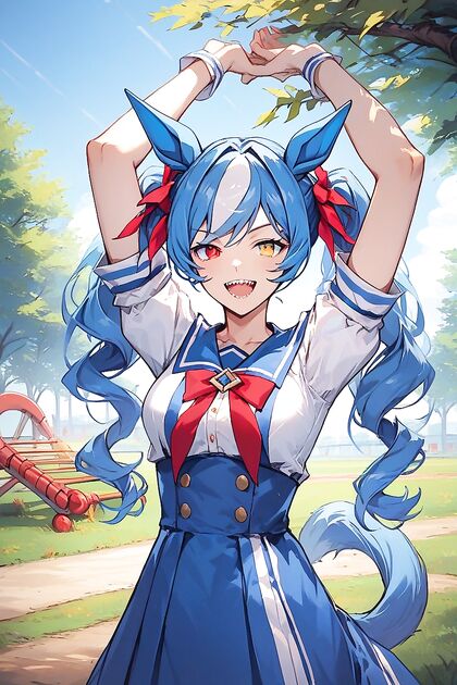 Woman Stretches on Playground Equipment for Steamy Hentai AI Image