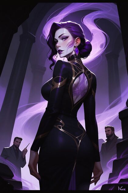 Sion from League of Legends Dominates in Black Dress for Steamy Hentai AI Image