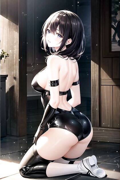 Hands Behind Her Back, Medium Chested Girl 18+ in Soft Shadow Hentai Pleasure