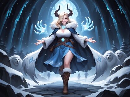 MonsterWoman with Rounded Shoulders and voluptuous Breasts in Hentai AI Image