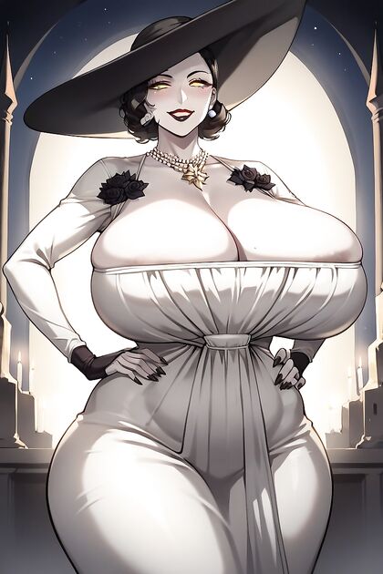 Seductive Smile and Blush - Hands on Hips, Long Black Nails in Naughty Hentai AI Image