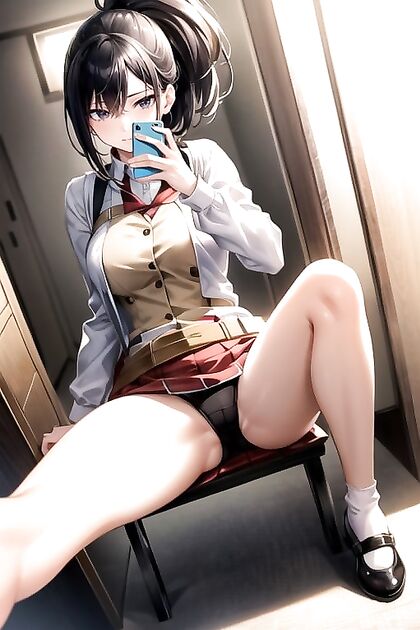 School Uniform Strip and Spread Legs for Hot Hentai AI Image