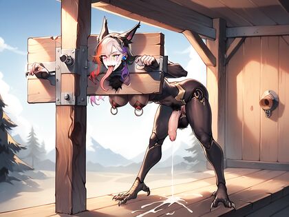 Azur Lane's Heterochromia Beauty with Long Rainbow-Colored Hair in Seductive Hentai AI Image