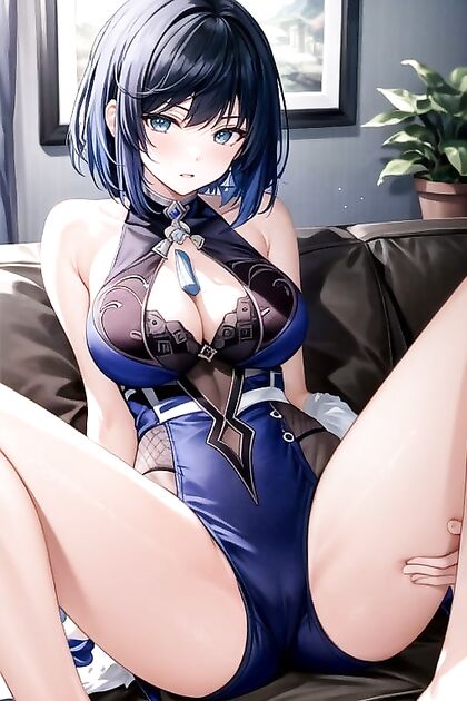 Big Breasted Girl 18+ Spreads Legs Wide for Seductive Strip Tease Hentai AI Image