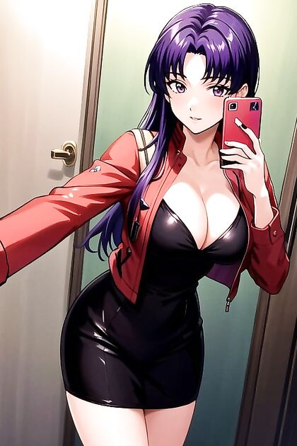Misato from Evangelion Takes Selfies During Intense Vaginal Hentai Pleasure