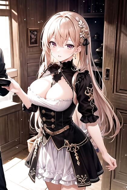 Visible Nipples and No Panties in Tight Clothes Hentai AI Image