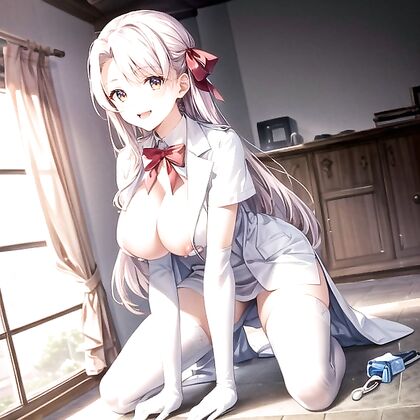 Illyasviel von Einzbern Wears White Elbow Gloves and Skirt in Steamy Hentai AI Image