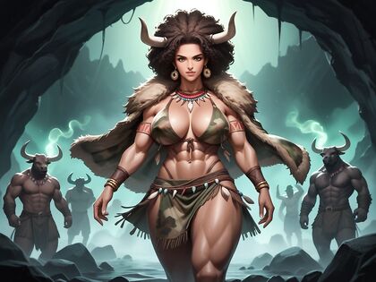 Neon Fog Wears Brown Fur Cape for Seductive Hentai AI Image