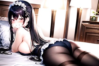 Little Chest, Teasing Smile, Blushing Bend Over Hentai AI Image