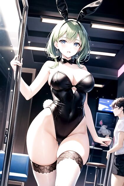 Dutch Girl 18+ with Green Hair Wears Bunny Costume for naughty Hentai Fun