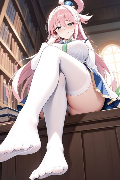 Aqua from Konosuba in Pink Hair fantasies with Seductive Stockings Hentai Pleasure