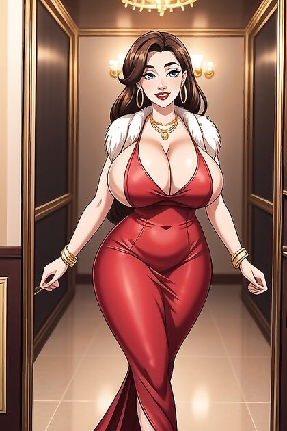 Black-Haired Beauty with Gold Earrings Seductively Stares at You in hentai AI Porn