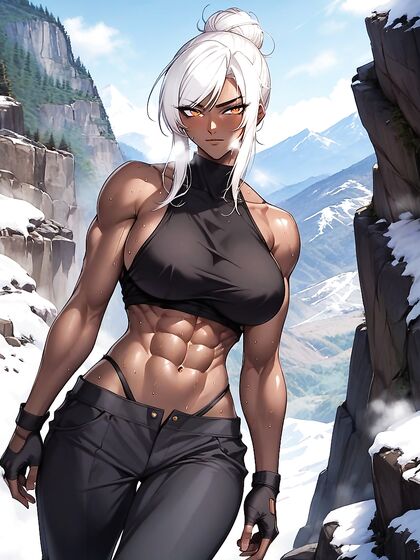 Climbing with Fit Dark-Skinned Beauty in Horny Hentai AI Image
