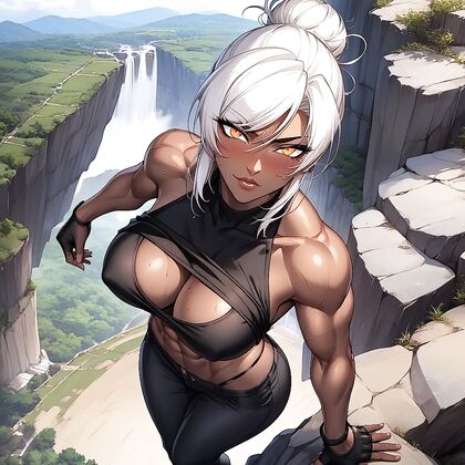 Massive Ass, Dark Brown Skin, Top-Down View Hentai Hentai AI Image