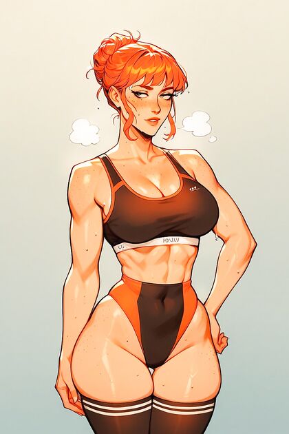 Redhead with Freckles Getting Fucked Standing Up in Hentai Hentai AI Image