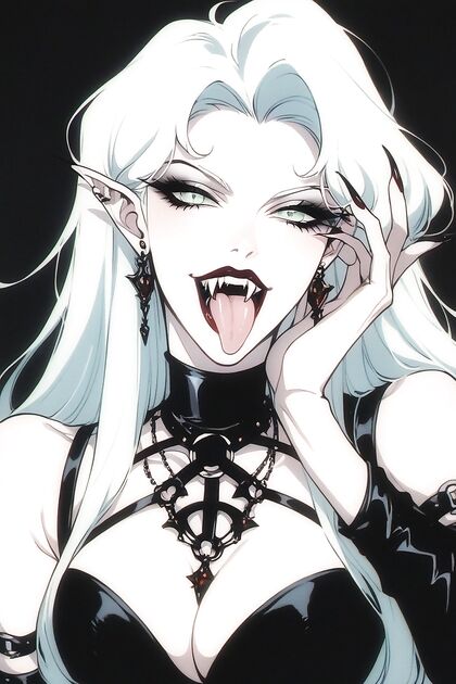 Gorgeous Gothic Beauty in Simple Black Background for Hypnotic Hentai Pleasure