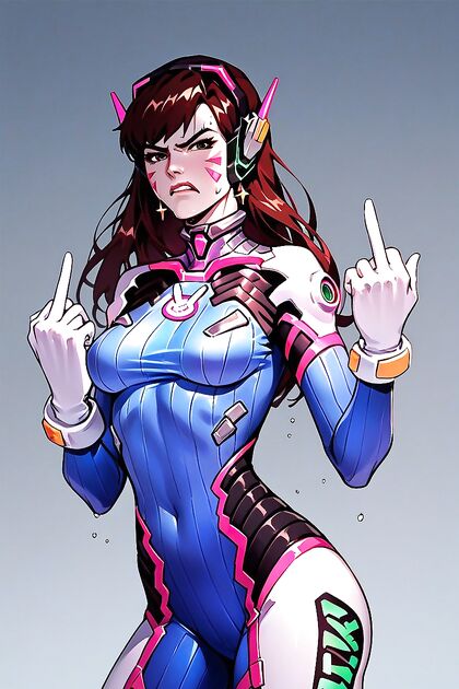 Giving the Finger with a Tiny 18+ Ass and Small Tits in Hentai AI Image