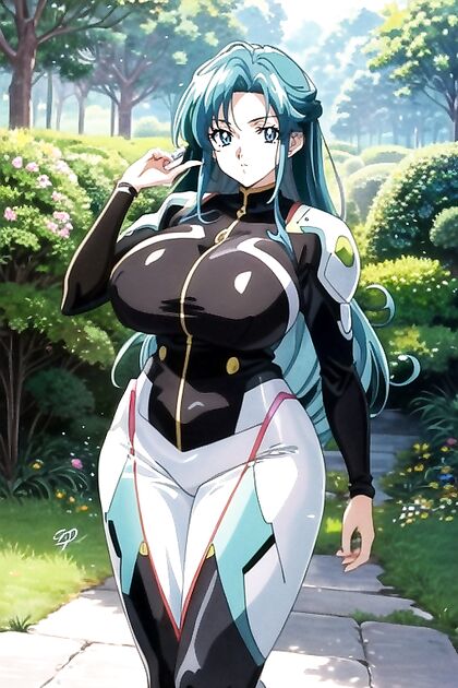 Curvaceous Blonde with Blue Eyes Enjoying Intense Hentai AI Image with Two Guys