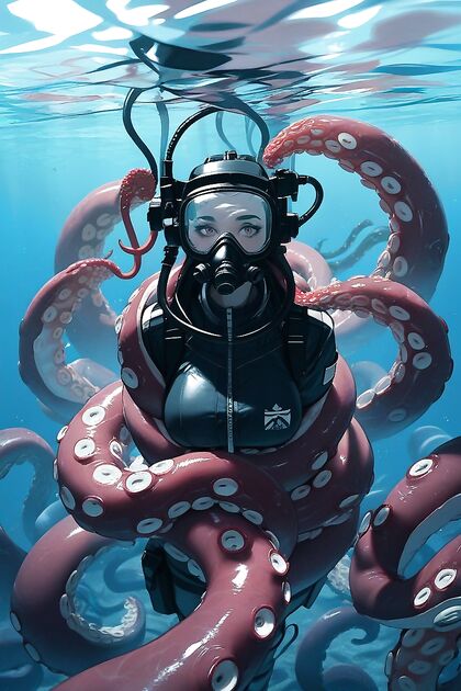 Diving Deep - Arched Body in Masked Underwater Hentai Ecstasy