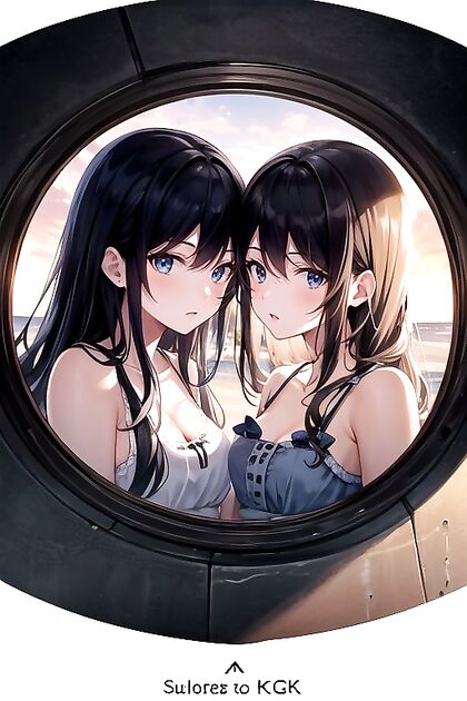 Fish Eye Camera Captures Two People in Glowing Hentai AI Image
