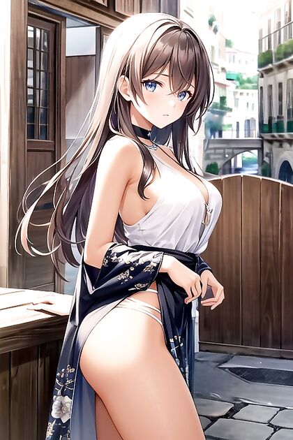 South European Guy Shows Off Small Breasts in Busty Hentai Hentai AI Image