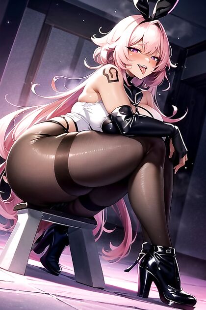 Big Ass, Long Tongue, Glowing Tattoo Hentai AI Image