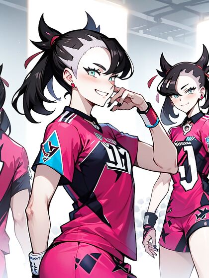 Cute Girl 18+ with Ponytail Models Seductively in Hentai AI Image