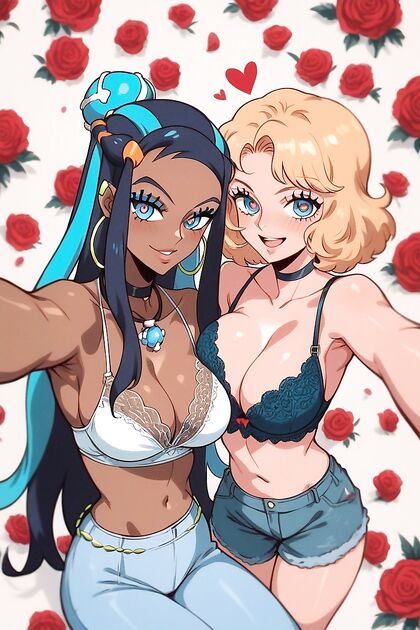 Two People Enjoying Intimate Moments with Original Anime Faces in Hentai Selfies