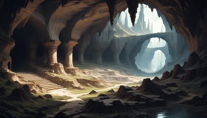 Warriors' skeletons scattered in sealed cave Imagery for intense hentaiAI pleasure