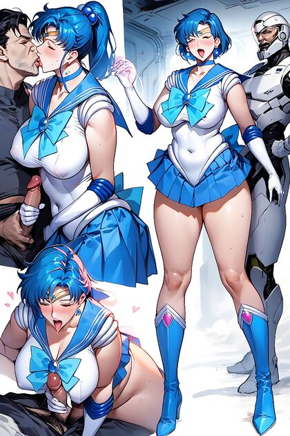 Knee-High Blue Boots and Ahegao Faces in Intense Hentai AI Image