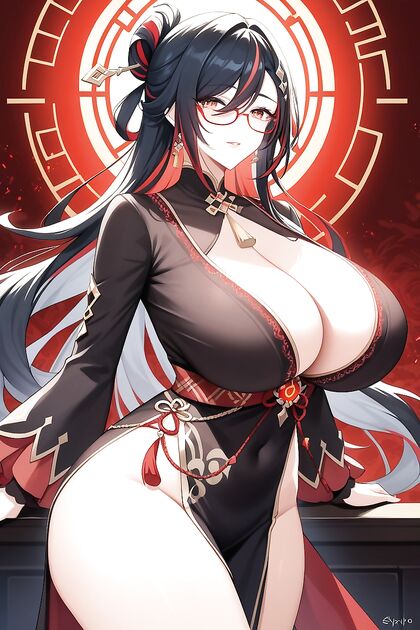 Standing Position with Abs, Large Round Breasts, and Big Curvy Ass in Hentai AI Porno