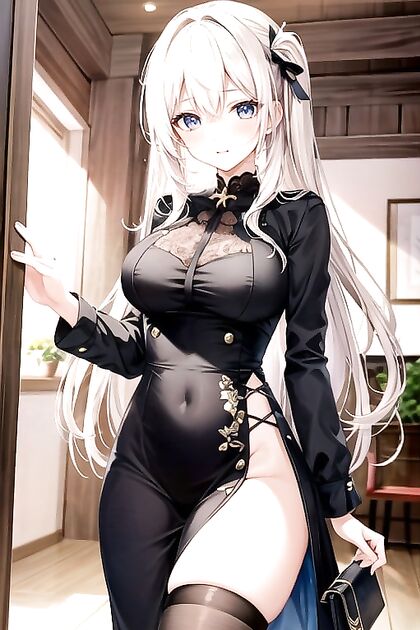 Mature Woman in Farmhouse Dress with Cold Hollow Eyes for Hentai AI Image