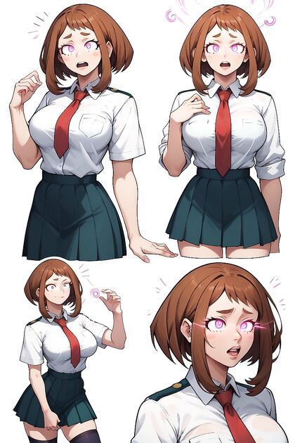 Uraraka Ochaco's Busty Transformation and Ripped Clothing in Heated Hentai AI Image
