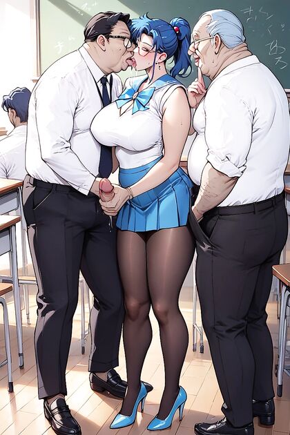 MILF with Short Hair Plays Seductive Sailor Mercury in Hentai AI Image