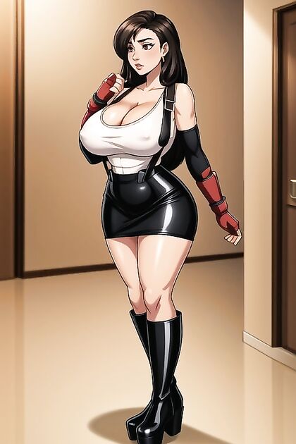 Tifa Lockhart from Final Fantasy Shows Off Her Thick Juicy Thighs in Stand-Up Hentai AI Image