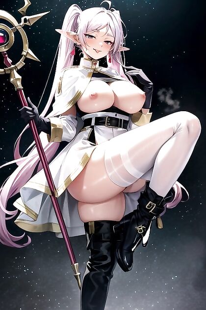Frieren from Beyond the End of Travel Gets Plumped Up in Hentai AI Image