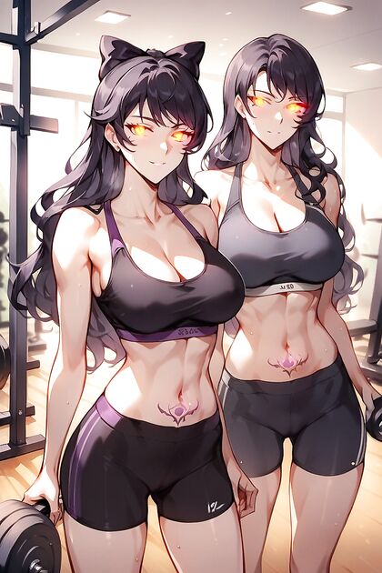 Glowing Eyes and Exposed Breasts in Sporty Bra Hentai AI Image