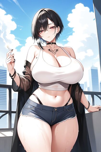 Tattoo-Faced Babe in Hot Pants Takes Center Stage in Hentai AI Image