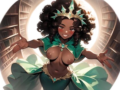 Brown Eyes, Bouncy Curves, Dark Chocolate Skin in Seductive Hentai AI Image